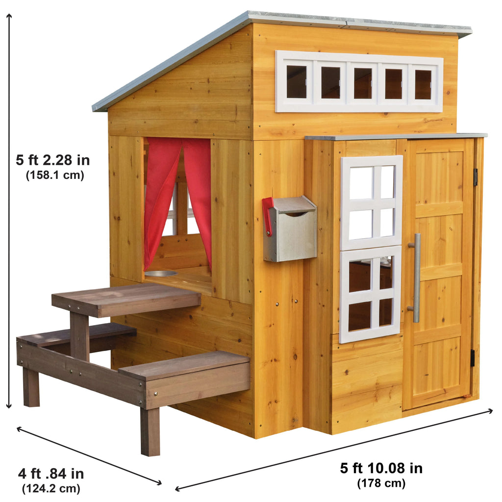 Wooden Outdoor Playhouse with Picnic Table D398