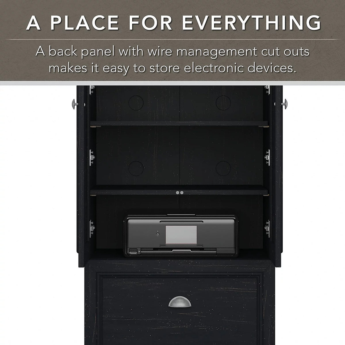 Black L Shaped Desk with Hutch and Storage S2508