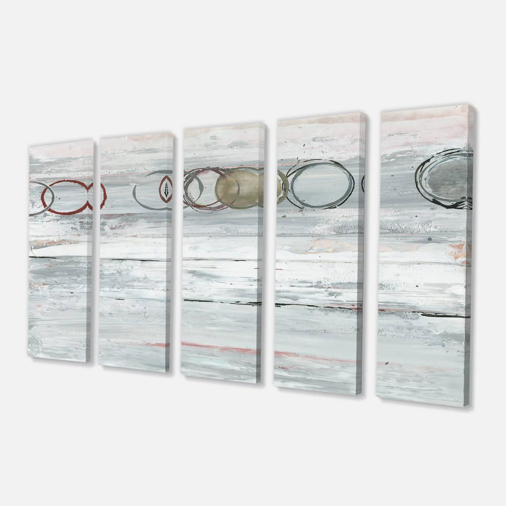Whitewashed Syrah Modern Geometric Canvas Artwork Print 48 in. wide x 28 in. high - 4 Panels J392