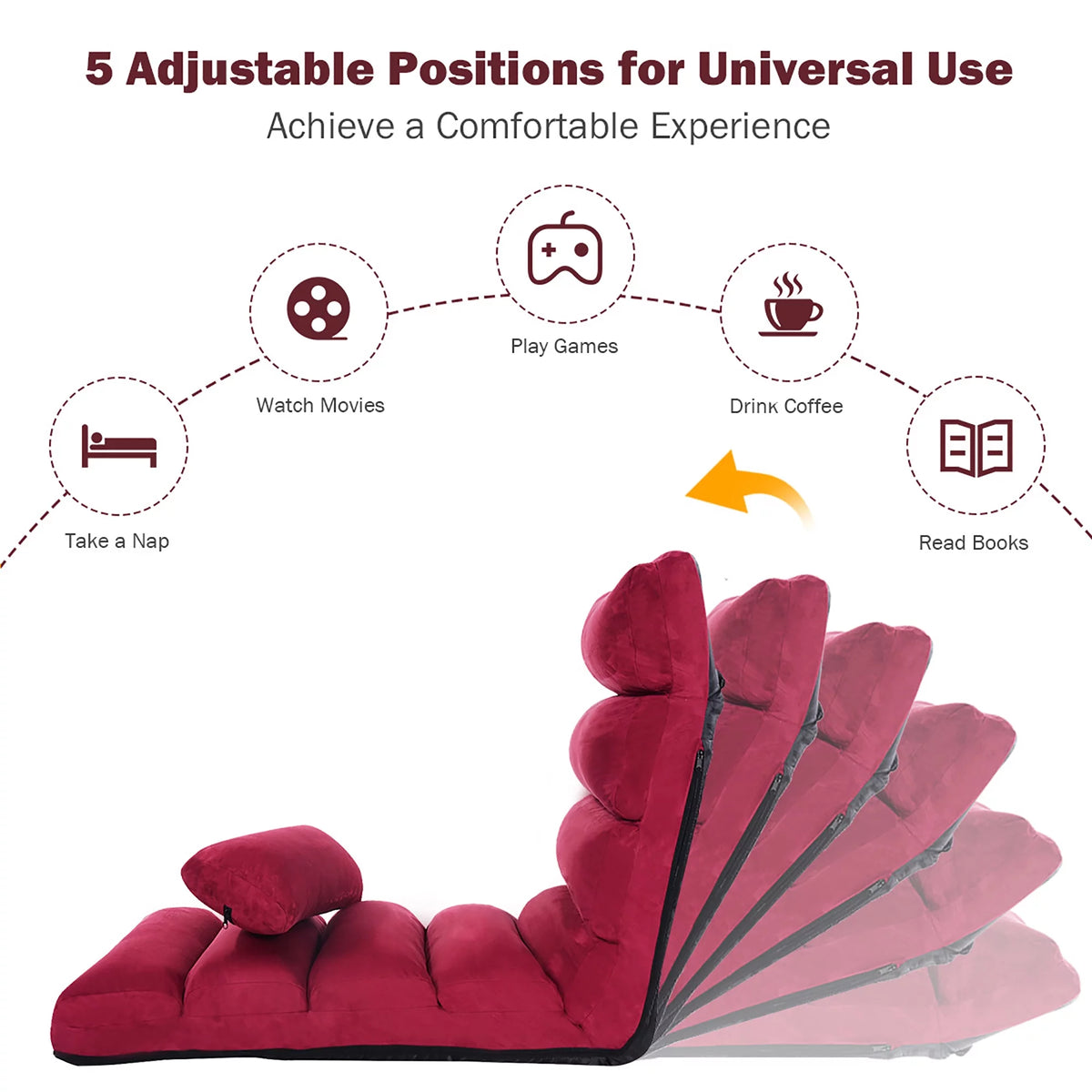 Folding Sofa Chair with Pillow Burgundy N936