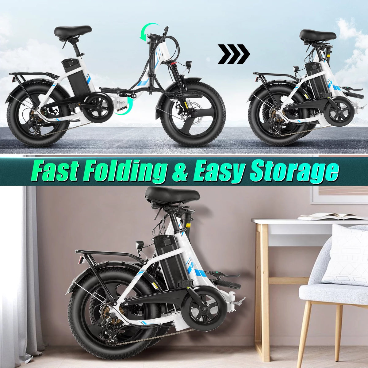 Foldable 350W Electric Bike with 48V Battery B427