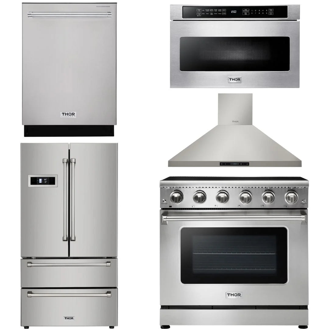 36 Electric Range, Range Hood, Microwave, Refrigerator, Dishwasher Z88851