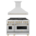 48 In. Dual Fuel Range and Range Hood in Stainless Steel with Gold Accents U990045