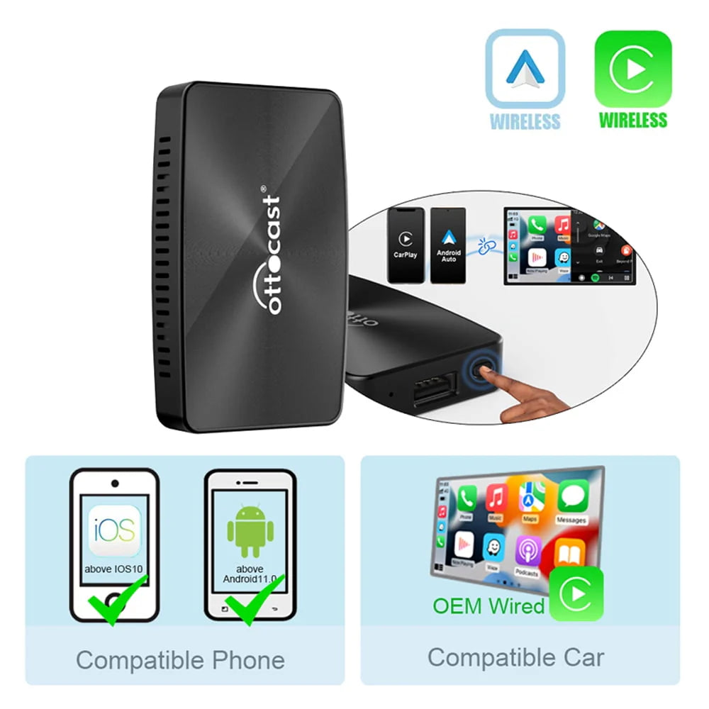 Wireless CarPlay Android Auto Car Adapter 2 in 1 M969