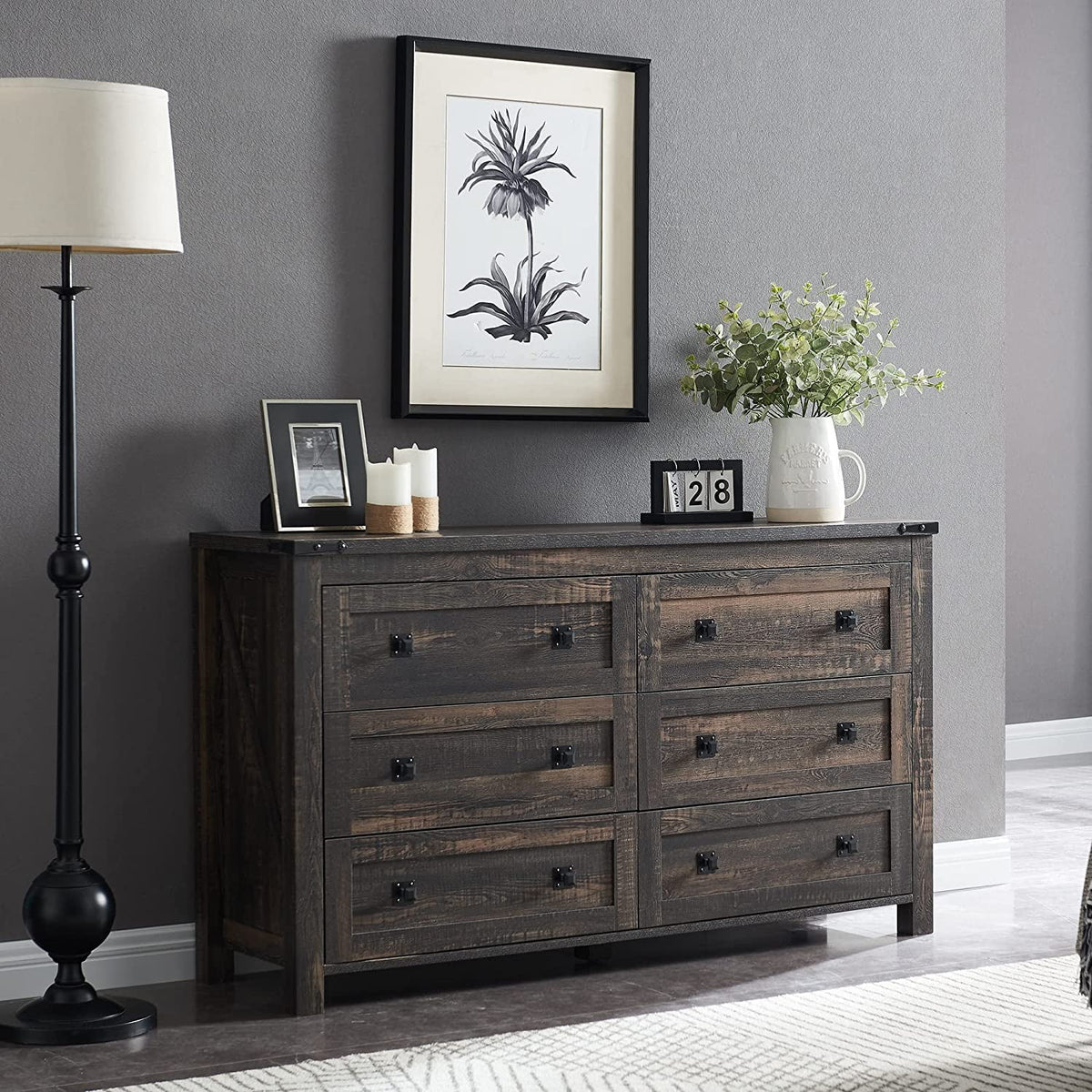 6 Drawer Wood Dresser J225