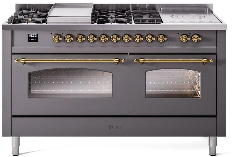 60 Dual Fuel Natural Gas Range Matte Graphite Brass Trim X42613