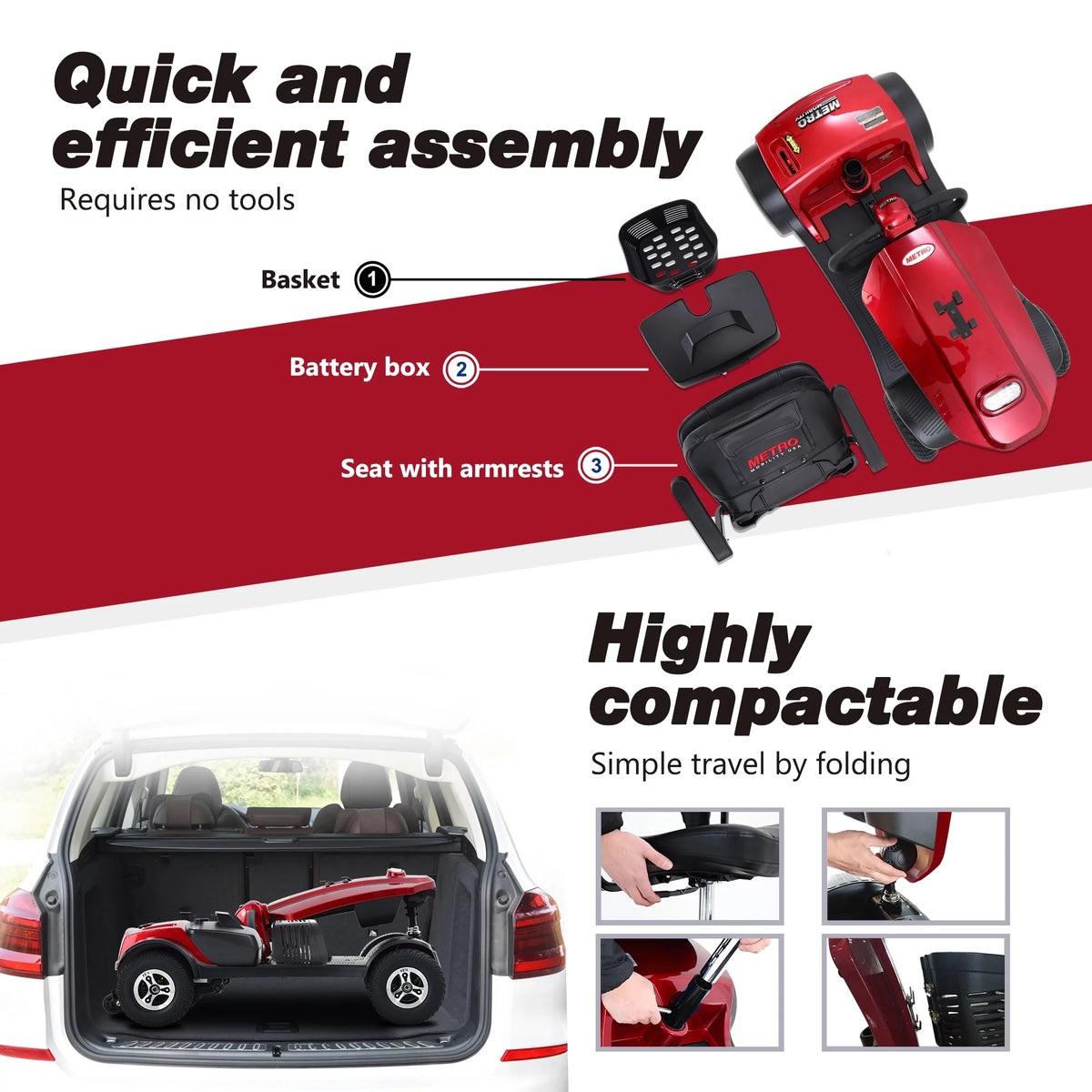 4 Wheels Folding Mobility Scooter H26183