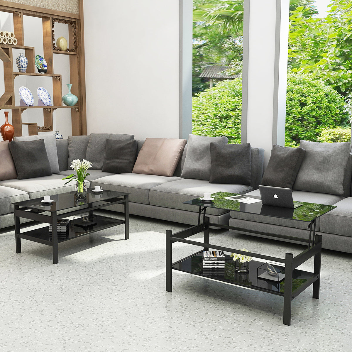 Lift Top Coffee Table with Dual Layers Y738