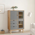 Brown and Gray Solid Wood Pine Highboard Y8856