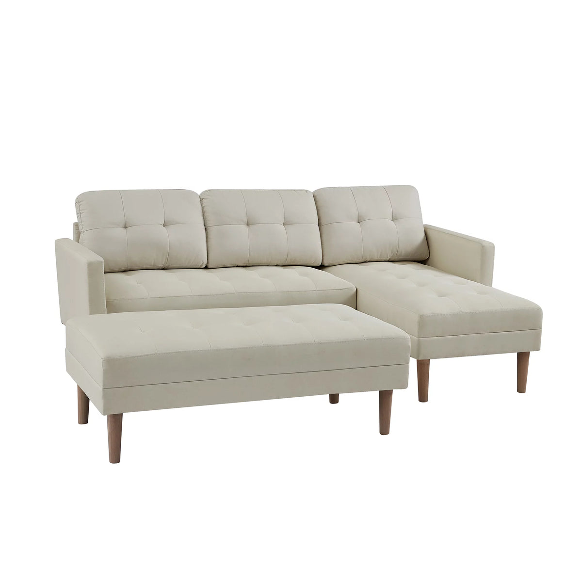Beige Fabric Reversible Sleeper Sectional Sofa Bed J1649