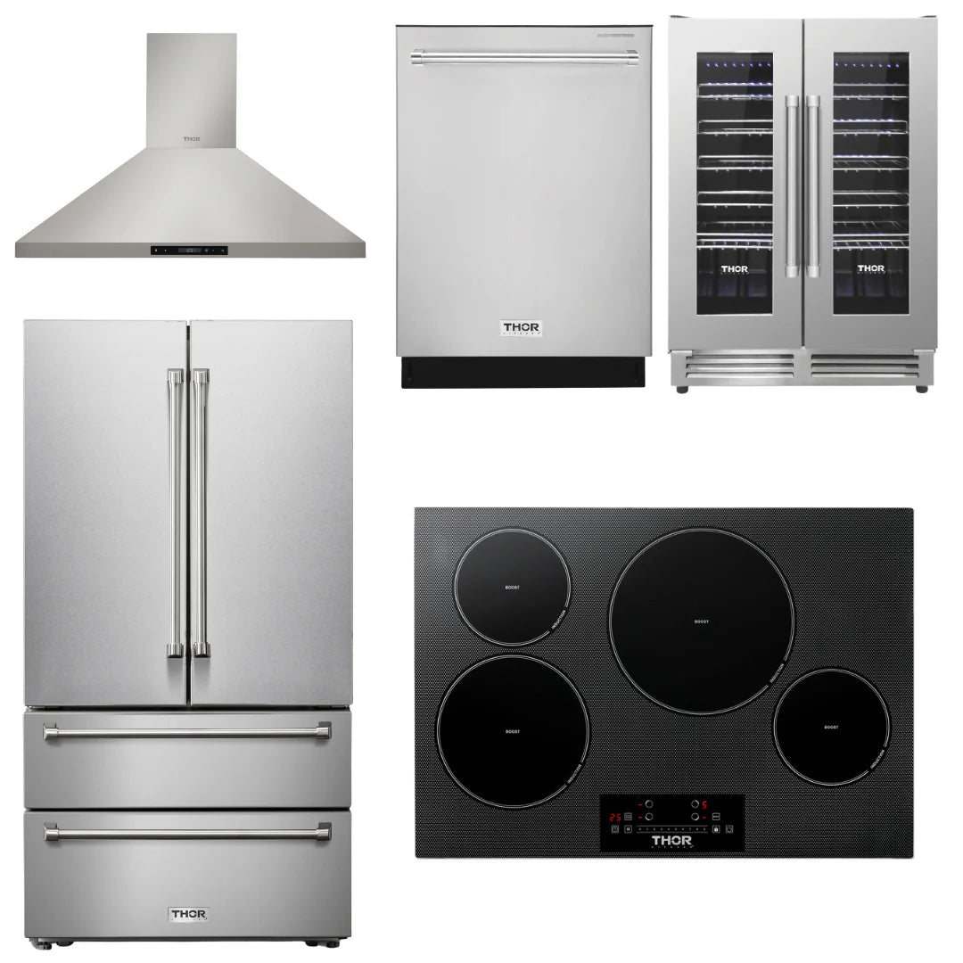 30 Induction Cooktop, Range Hood, Refrigerator, Dishwasher, Wine Cooler N576863