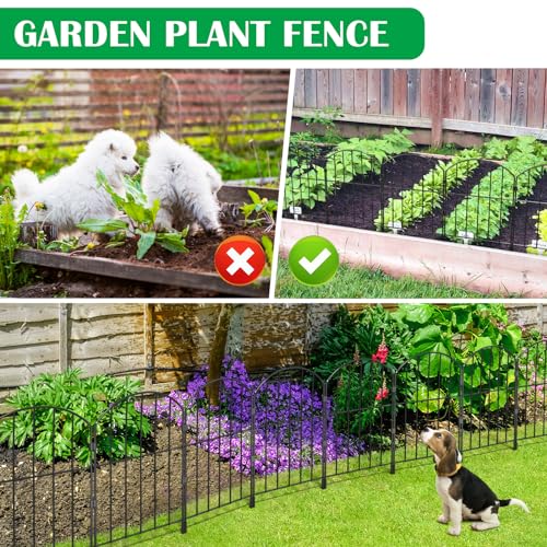 Black 10 Panel Rustproof Metal Decorative Garden Fence H381501