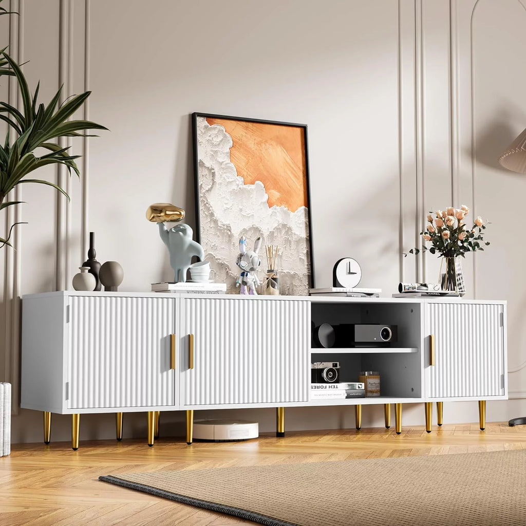 White TV Stand with Storage Cabinet E58449