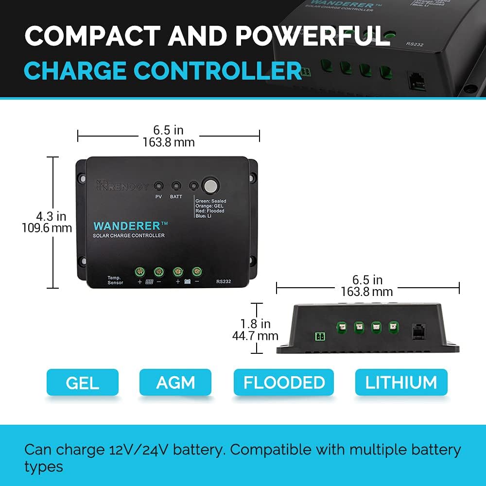 100W Monocrystalline Solar Panel with 30A PWM Charge Controller A743