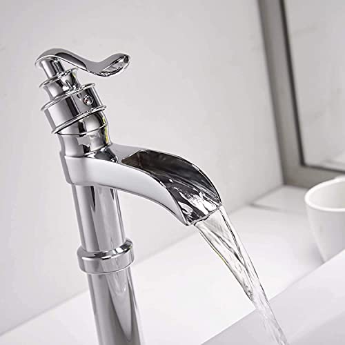 Black Waterfall Bathroom Sink Faucet with Pop Up Drain K463180