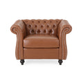 Cognac Brown and Dark Brown Chesterfield Club Chair F266