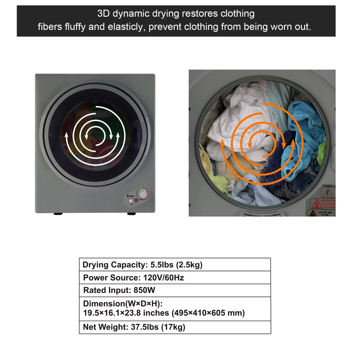 1.6 cu. ft. Compact Electric Dryer Z283