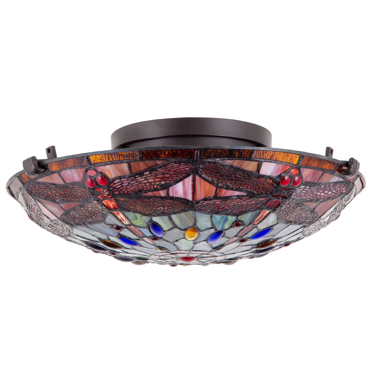 16" 2-Light Tiffany Glass Flush Mount Ceiling Light U966