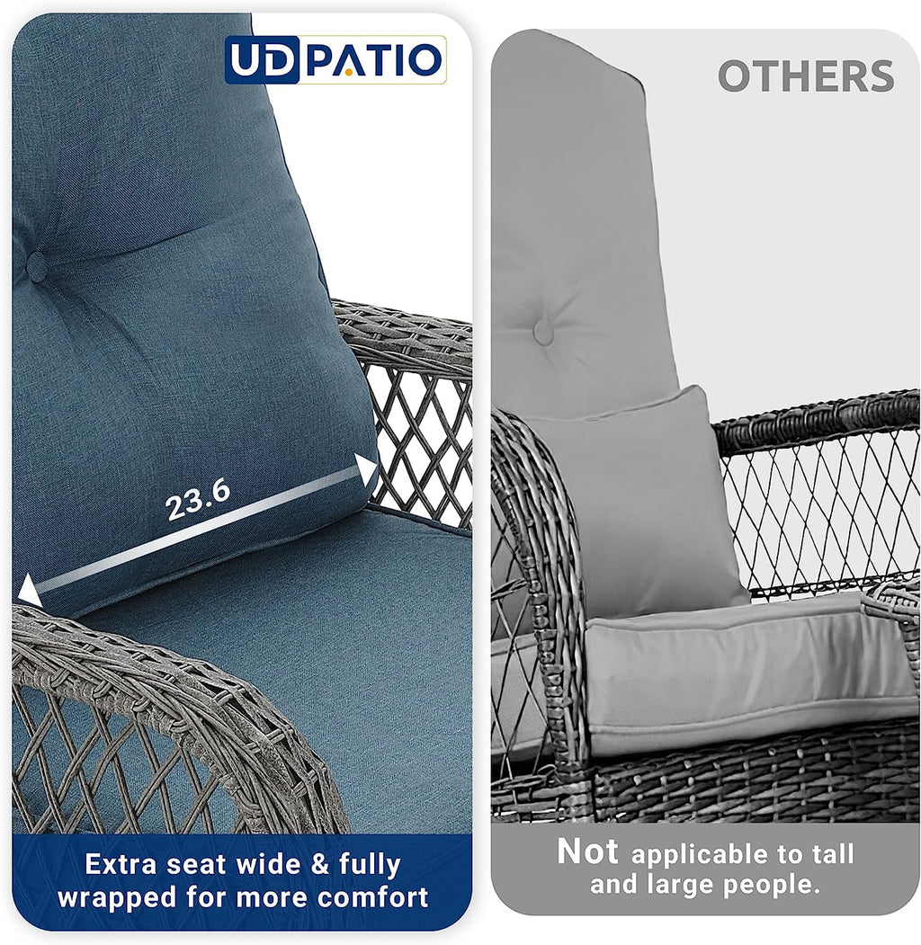 3 Piece Rattan Outdoor Rocking Bistro Set with Cushions E498261