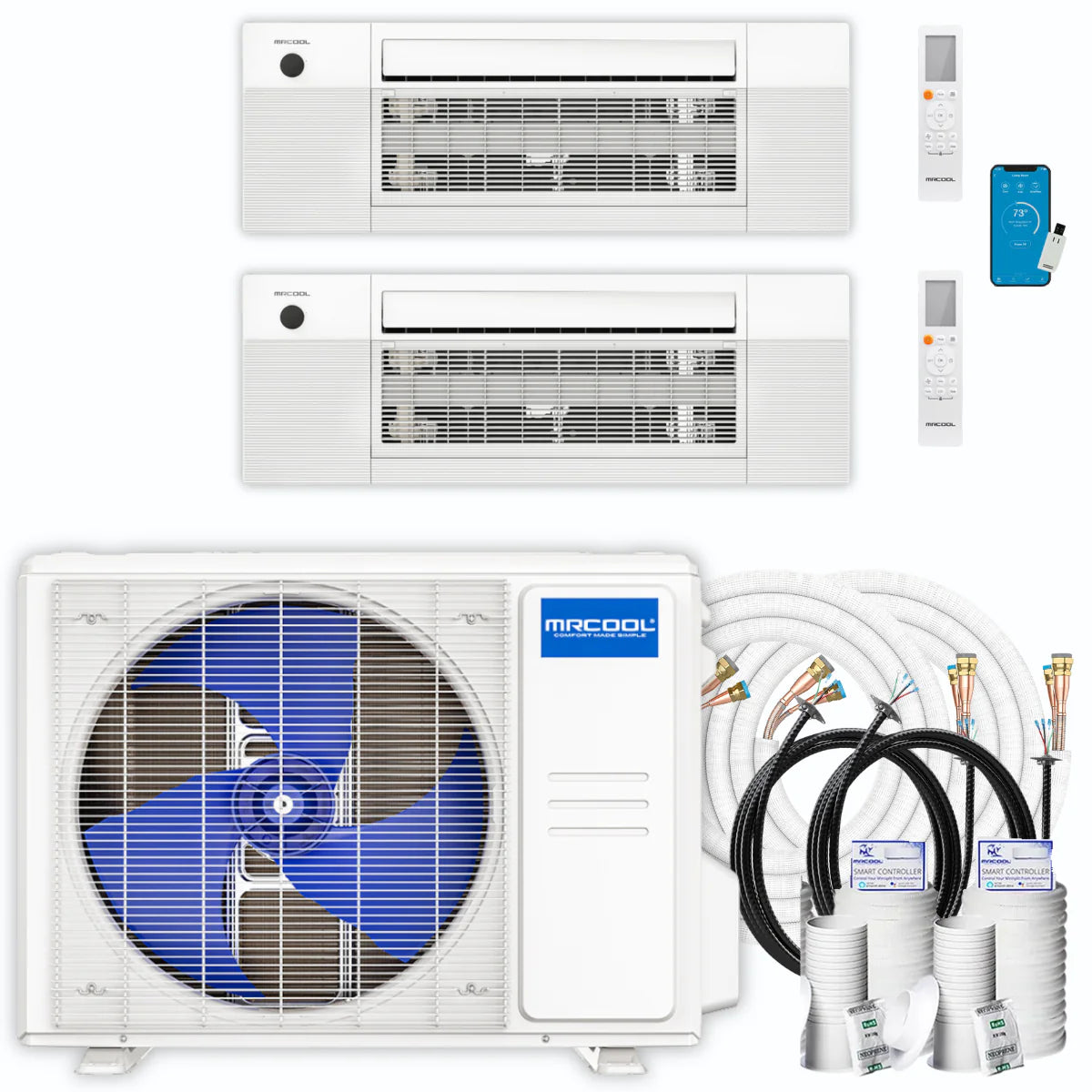 21,000 BTU 2 Zone Ceiling Cassette Ductless Air Conditioner and Heat Pump K1621