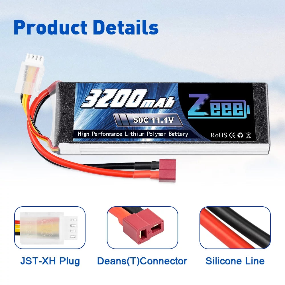 11.1V 50C 3200mAh 3S Lipo Battery 2 Pack Y188447
