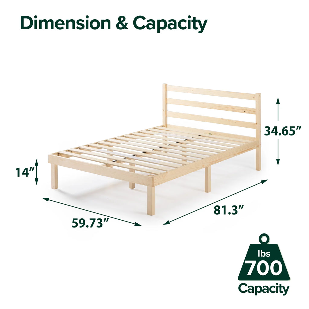 King Wood Platform Bed Frame with Headboard Z5160
