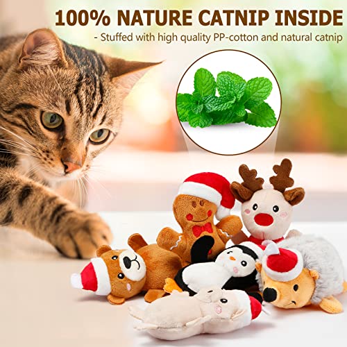 6 PCS Christmas Catnip Plush Animal Toy Set U61198