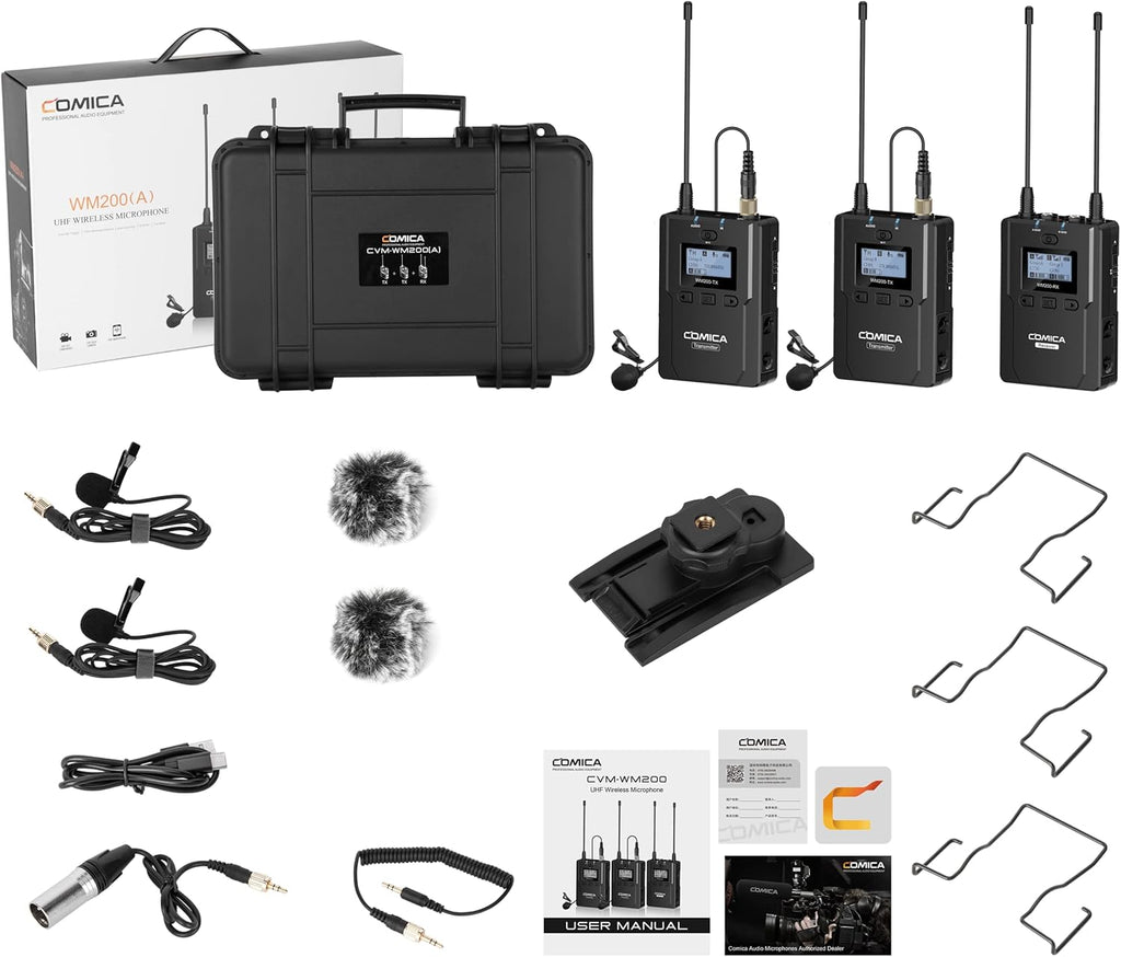 Wireless Lavalier Microphone, 96-Channel UHF Dual Lavalier Microphone System (2TX+1RX) I7775