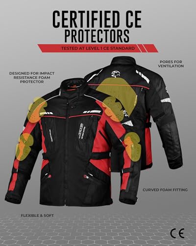 Water Resistant Motorcycle Jacket with Cordura Fabric & CE Armor U956
