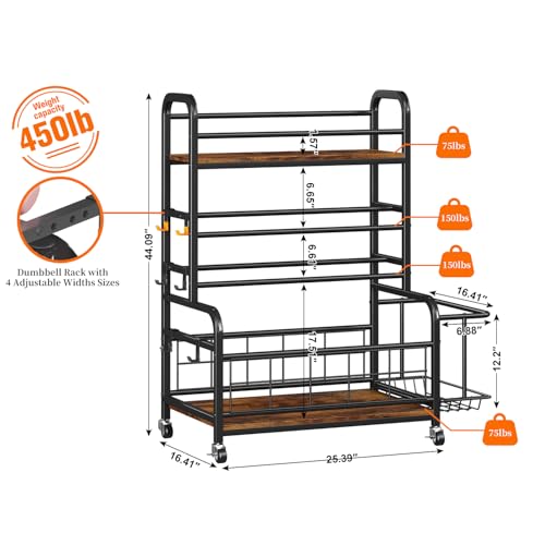 450LBS Dumbbell Rack with Wheels & Hooks G520488