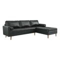 Black Leather Sectional Sofa I393