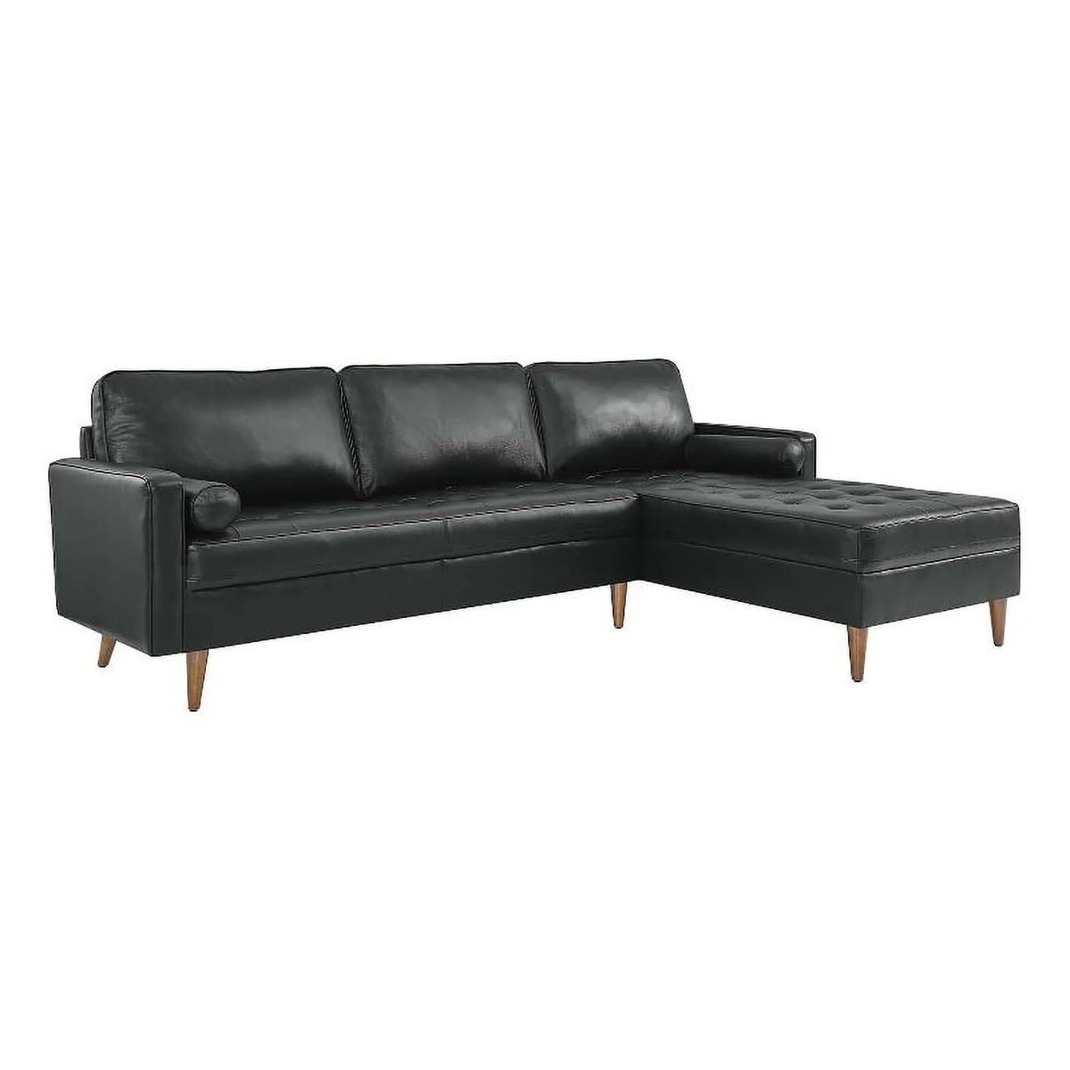 Black Leather Sectional Sofa I393