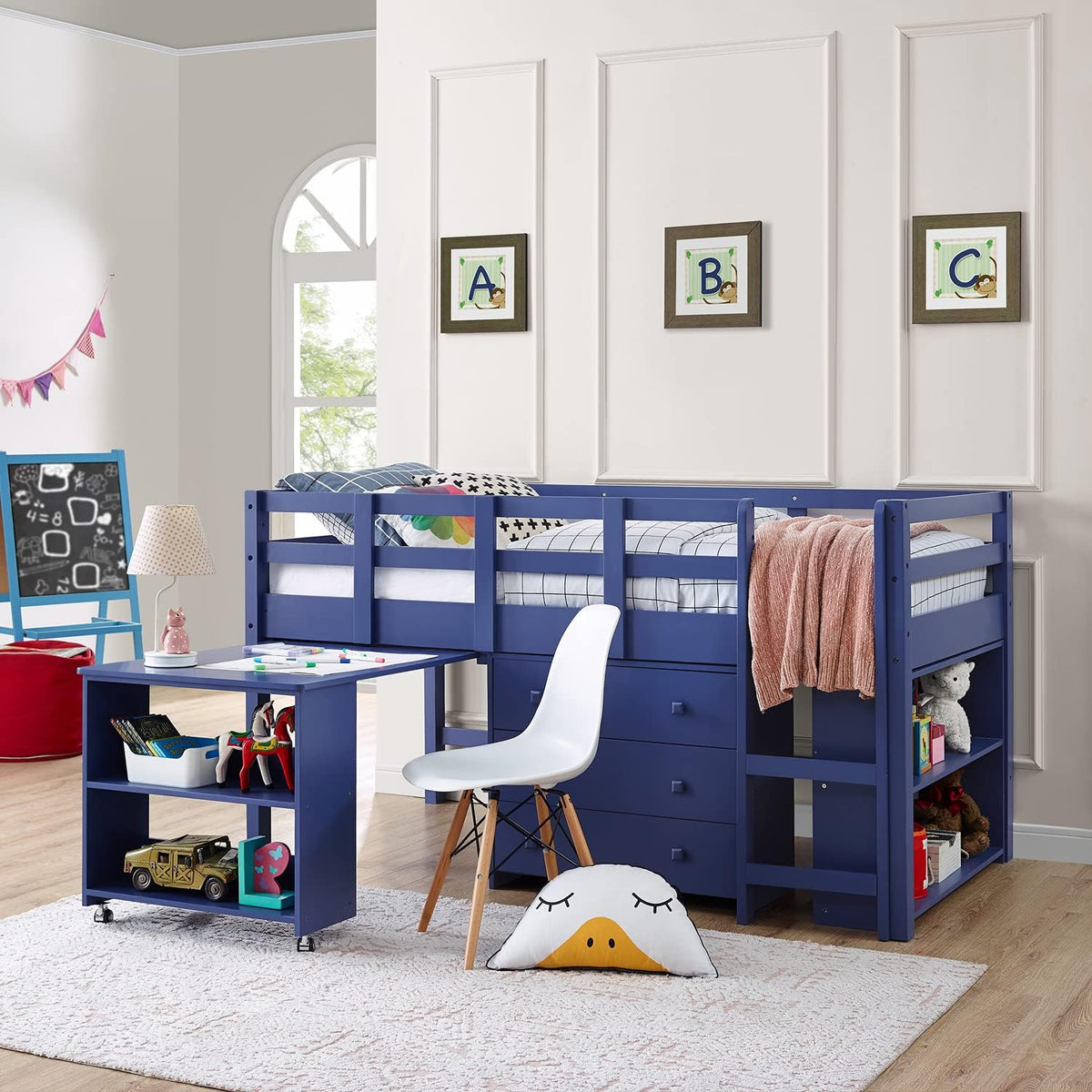 Twin Size Espresso Loft Bed with Desk and Storage S44688