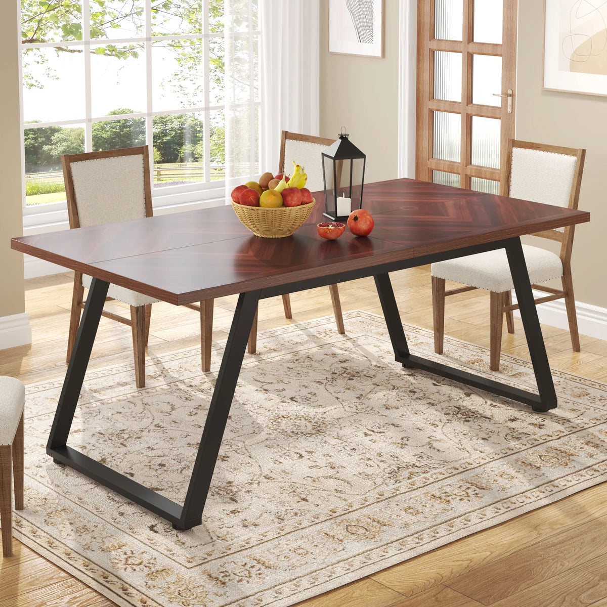 Rectangle Wooden Dining Table with Steel Legs W129685