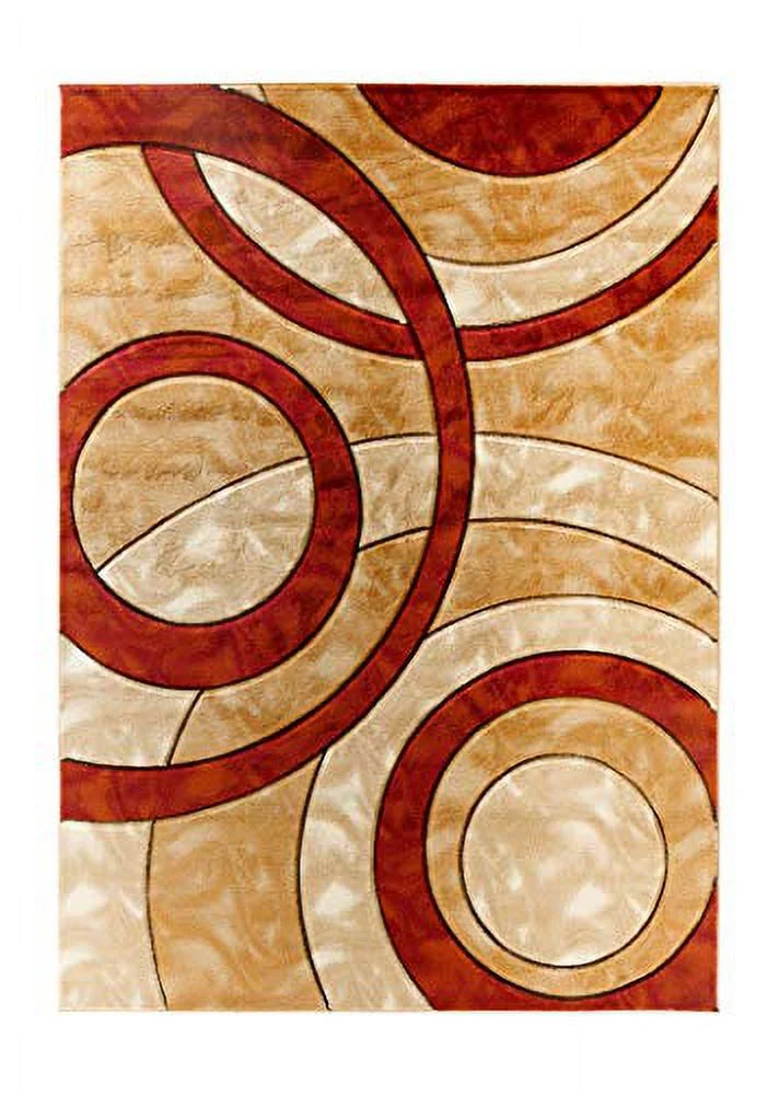 5x7 Dark Red Circles Area Rug H165