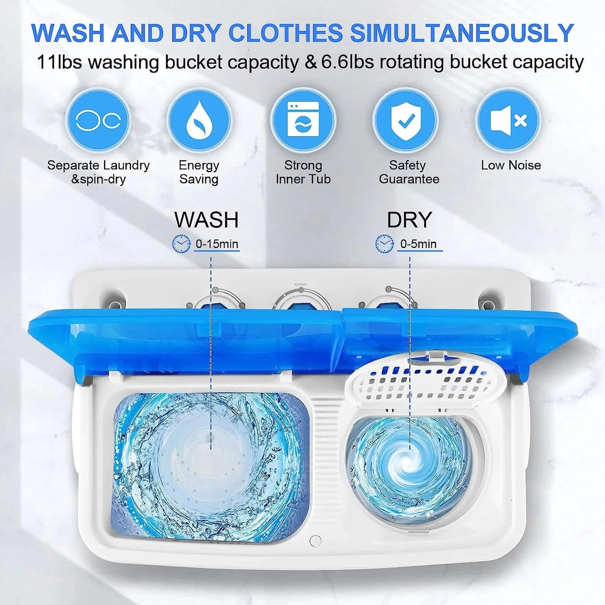 11lbs Washer & 6.6lbs Spin Dryer Combo Washing Machine L795
