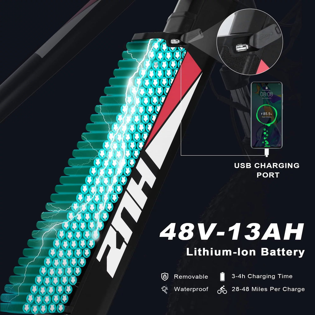 Electric Bike 26'' x 4 Fat Tire 750W Motor 48V 13Ah Battery J578753