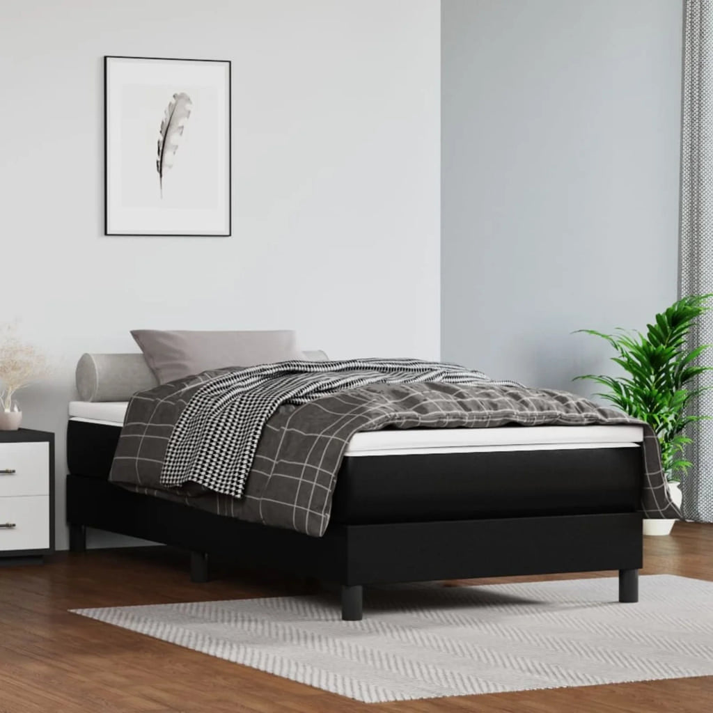 Black Faux Leather Pocket Spring Bed J1284