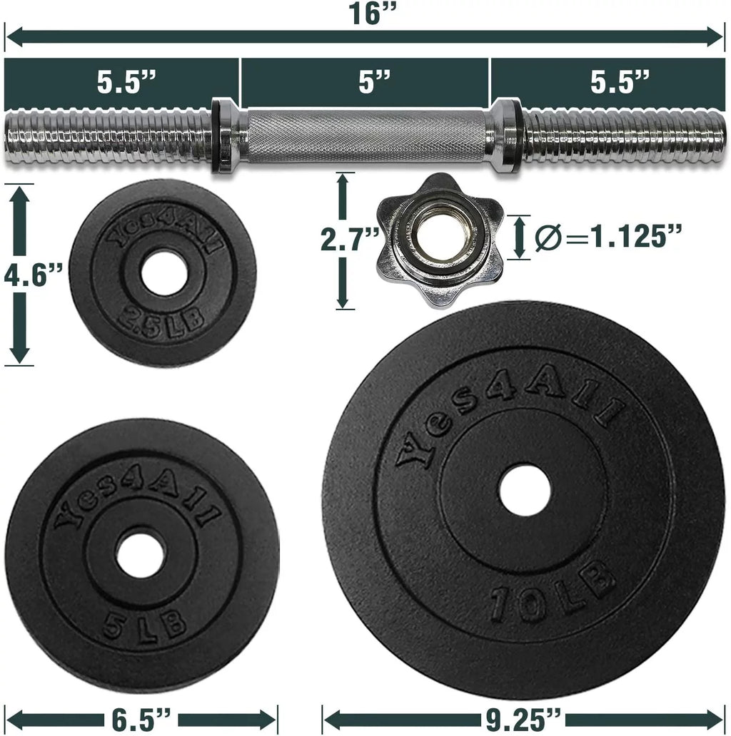 50 lbs Adjustable Cast Iron Dumbbell Set C158