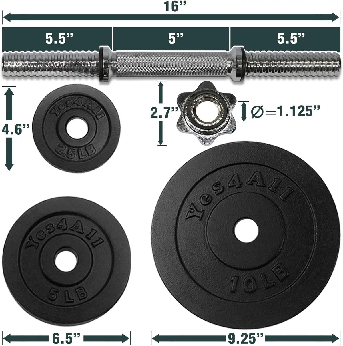 50 lbs Adjustable Cast Iron Dumbbell Set C158