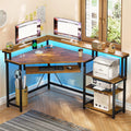 Rustic Brown Computer Desk with USB Charging Ports P65032