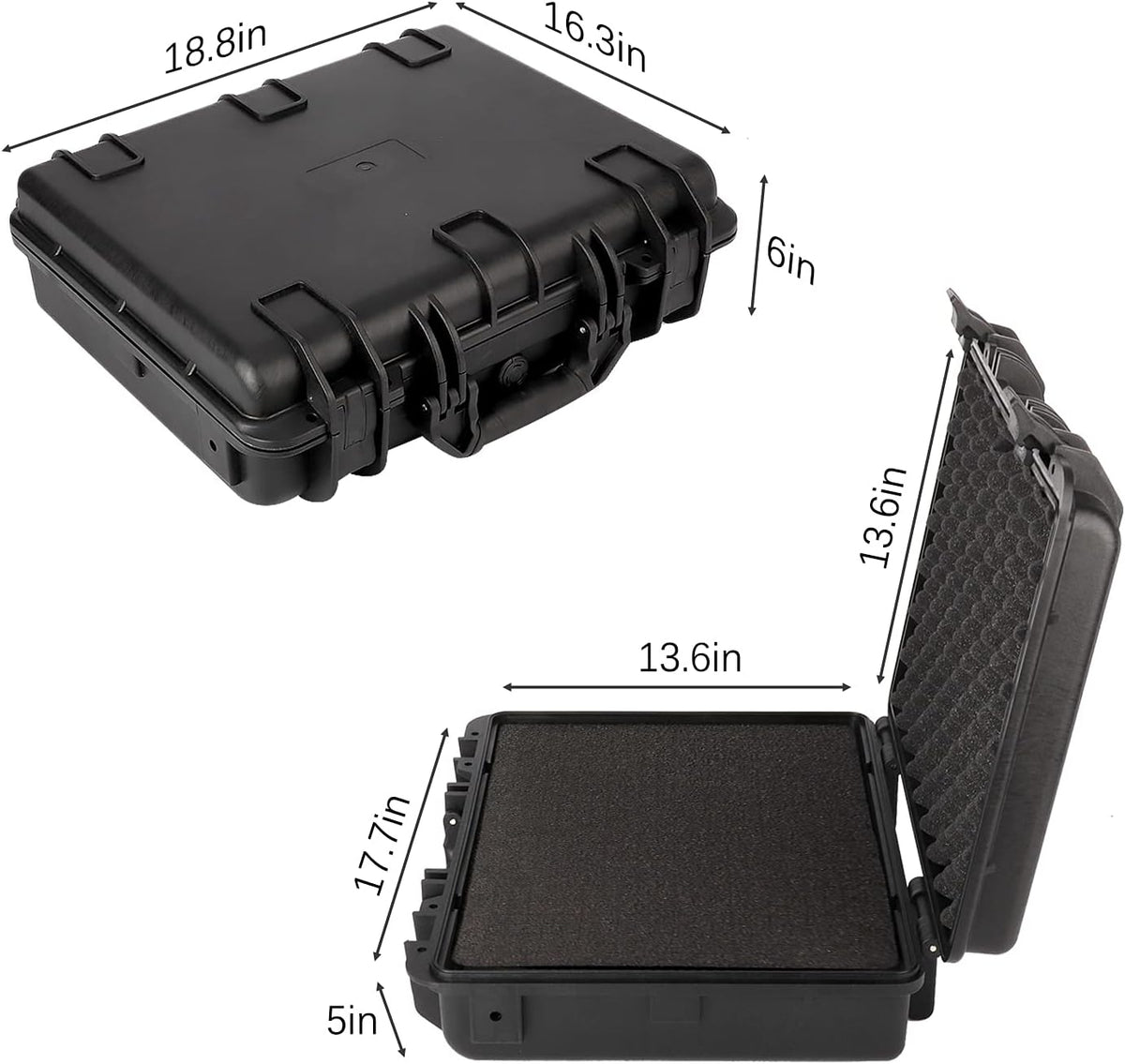 Black Waterproof Hard Camera Case with Foam Insert Y162576