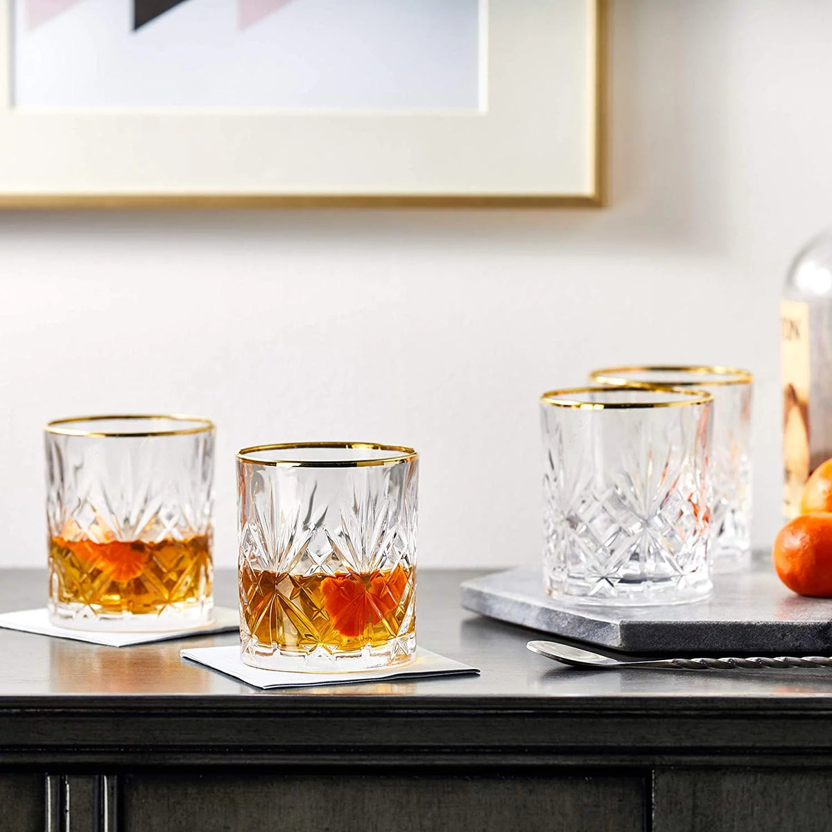 Crystal Double Old Fashion Beverage Glass Set of 4 Y7313