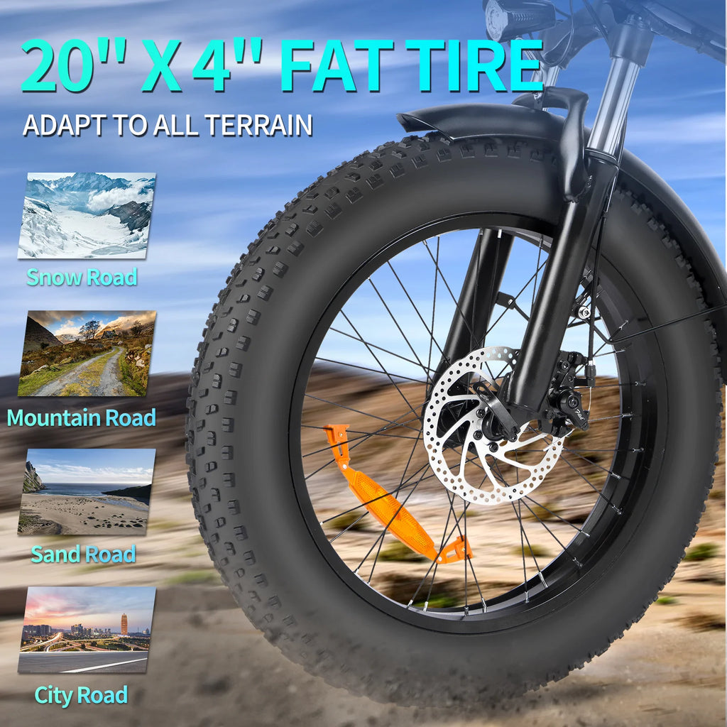20 Fat Tire 750W 48V 14AH Foldable Electric Bike V12184