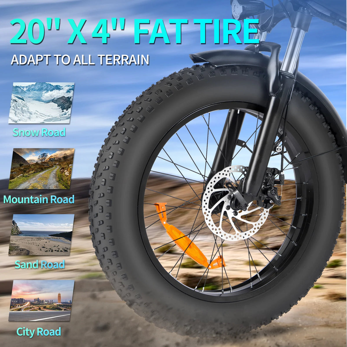 20 Fat Tire 750W 48V 14AH Foldable Electric Bike V12184