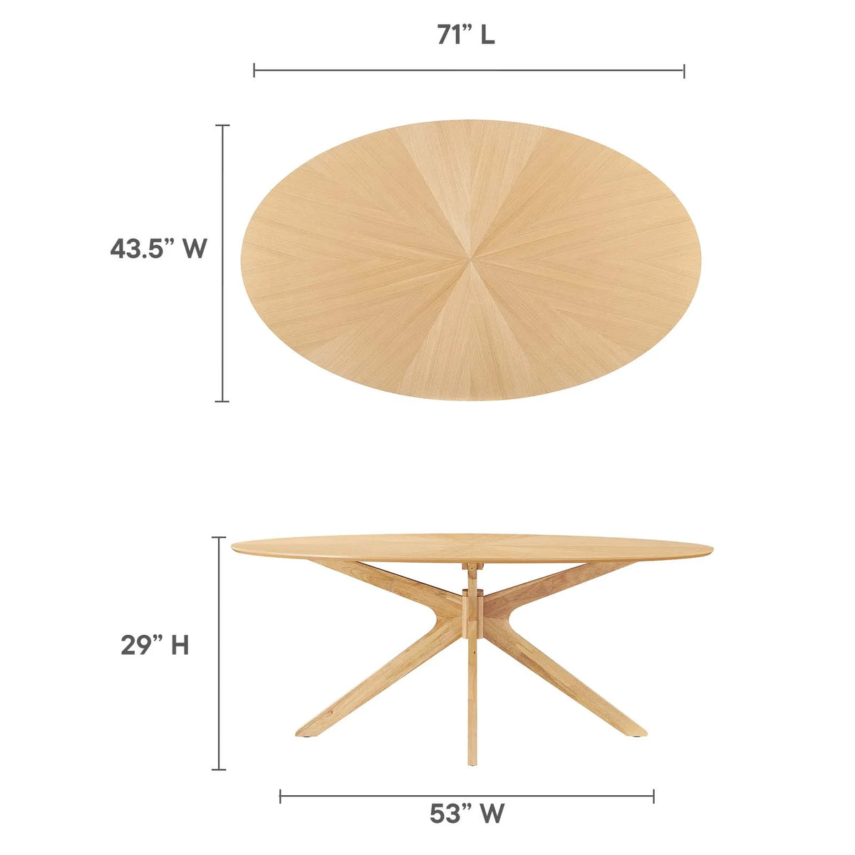 Oak Oval Wood Dining Table V710