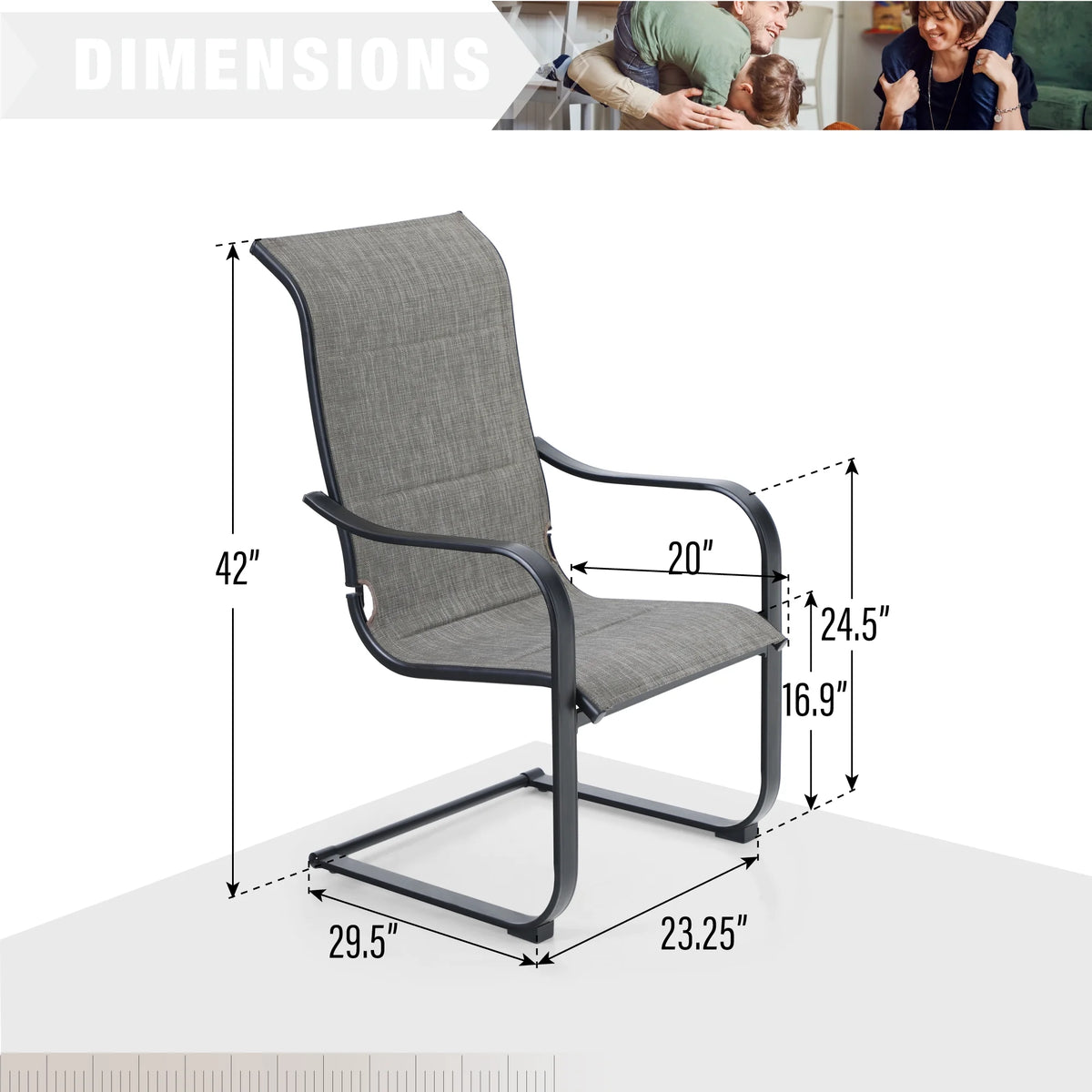 7 Pieces Outdoor Patio Dining Set with 6 Textilene Chairs and Metal Table V20465