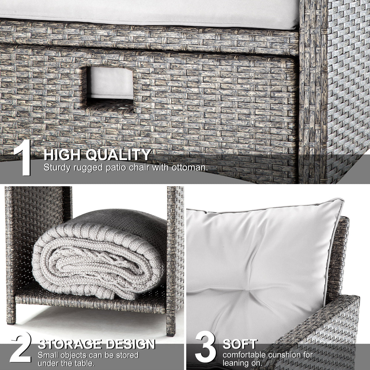 5 Pieces Wicker Patio Furniture Set with Ottomans K73041