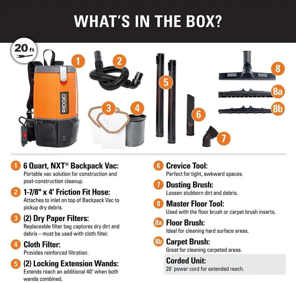 6 Qt. Backpack Vacuum Cleaner with Filters G346