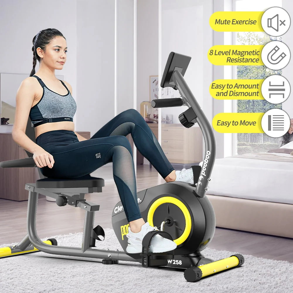 Recumbent Stationary Exercise Bike Adjustable Magnetic Resistance Z6699